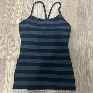 lululemon athletica Black and Gray Striped Tank Top